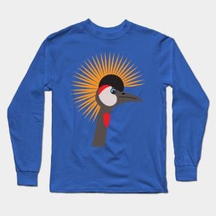 Grey Crowned Crane African Bird Portrait 2 Long Sleeve T-Shirt